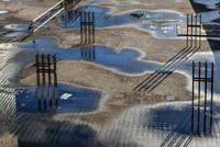 Lines after a downpour, Near Canary Wharf