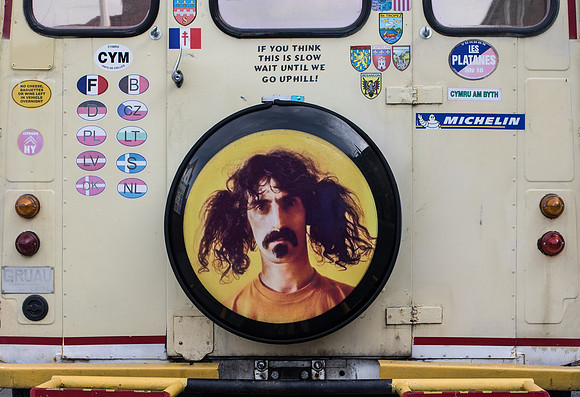 Frank Zappa seen on the back of a van in Ludlow.