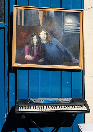 Seen in a Market, Brighton.  Combining painting & keyboard.
